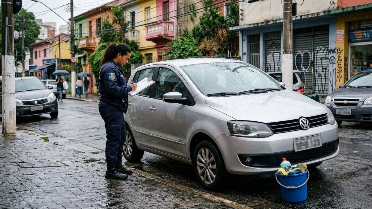 Morador decide economizar lavando o carro na rua de casa, mas descobre que a prática é infração municipal e tem multa com valor-base de R$ 250