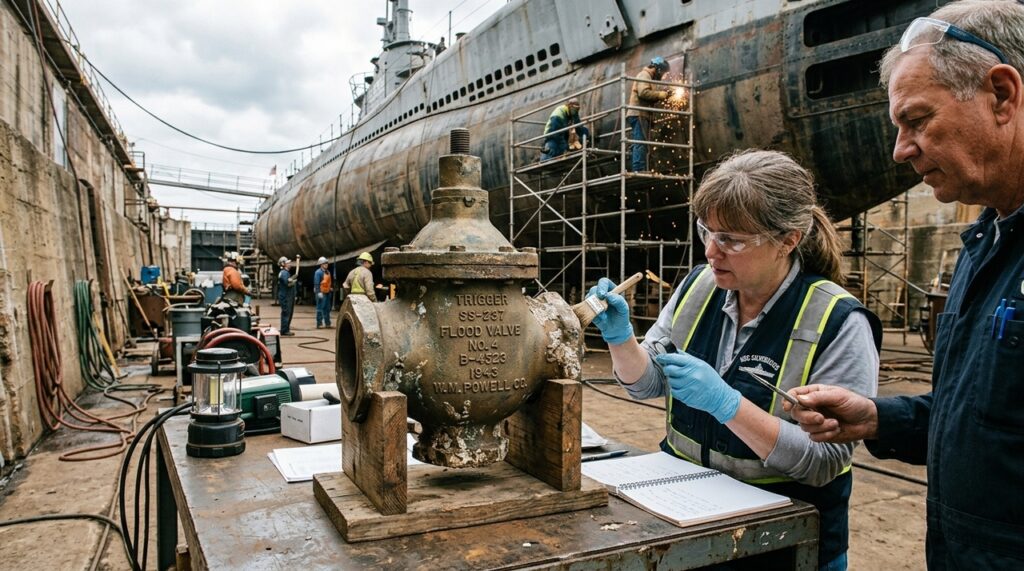 Peça do USS Trigger, submarino desaparecido em 1945, foi encontrada durante manutenção do USS Silversides. A descoberta ajuda a preservar a história naval dos EUA