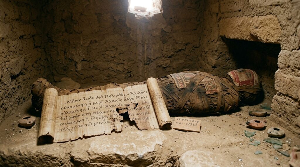Uma múmia romana guardava um fragmento da famosa Ilíada de Homero. O papiro foi encontrado durante escavações em Oxirrinco, no Egito, e tem cerca de 1.600 anos