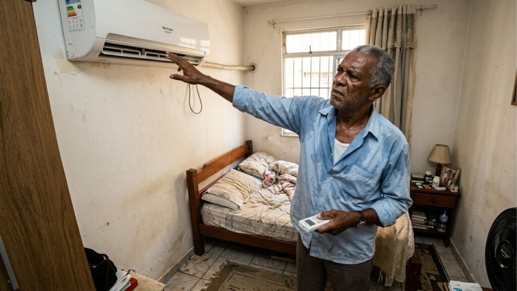 Aposentado compra ar-condicionado de R$ 3 mil parcelado em 12 vezes para enfrentar o calor e, no quinto mês, o aparelho para de gelar enquanto ainda faltam 7 parcelas