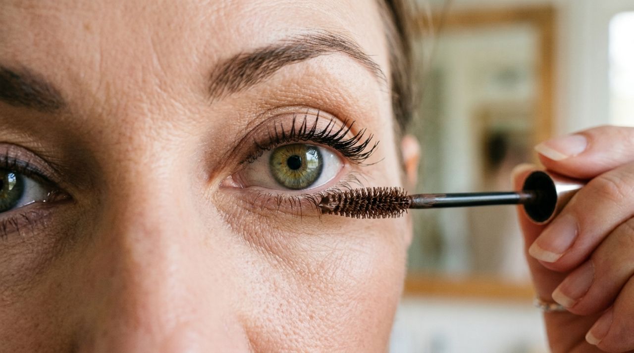 Depois dos 50, passar máscara preta nos cílios inferiores pode deixar o olhar mais pesado e fechado; maquiadores mostram uma alternativa mais suave para destacar os olhos