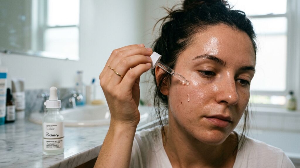 Farmacêutica explica o que a niacinamida faz na pele oleosa e o erro de misturar com vitamina C