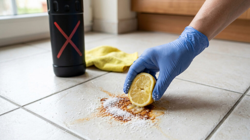 Sem produtos ácidos, nem danificar o esmalte: a melhor forma de tirar manchas antigas de ferrugem do piso de cerâmica com sal e limão