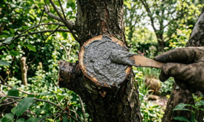 Aplicar pasta de cinzas de lenha com água nos galhos podados: o selante natural e bactericida que impede a entrada de fungos nas plantas