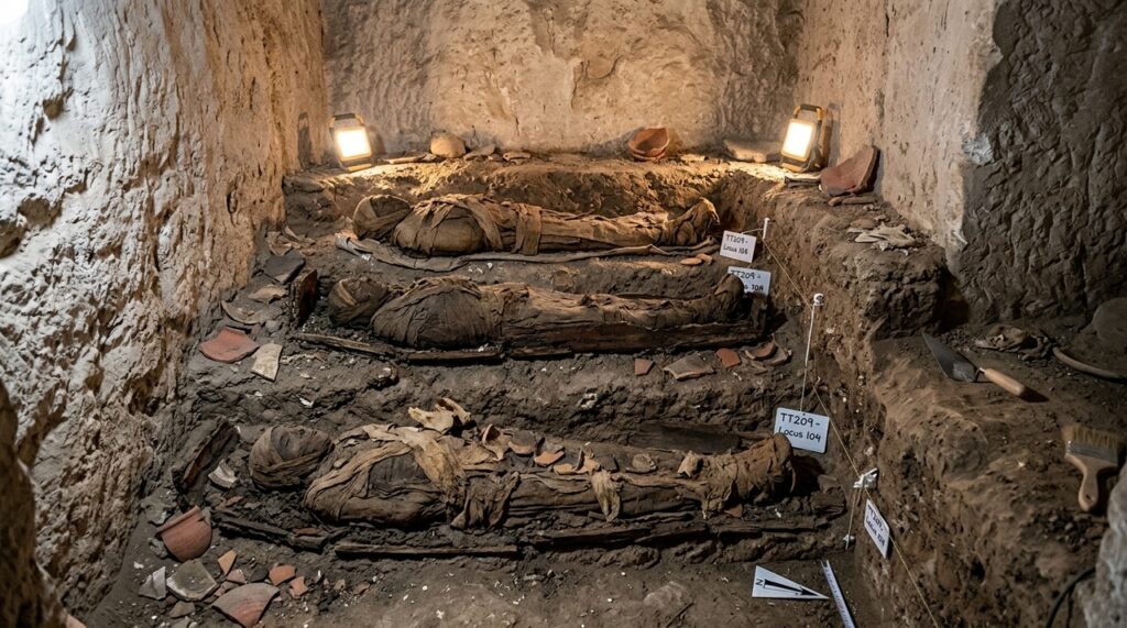 Túmulo de Luxor com mais de 20 indivíduos revela múmias empilhadas e uma lógica funerária usada por 300 anos