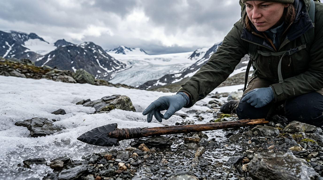 Uma flecha de 5.000 anos surge enquanto o gelo derretido das montanhas da Noruega revela descobertas arqueológicas mais antigas