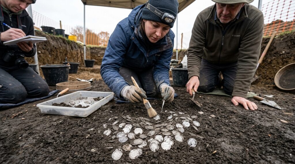 Mais de 3 mil moedas de prata foram encontradas em uma propriedade. O tesouro viking reúne peças da Inglaterra, Alemanha e Noruega