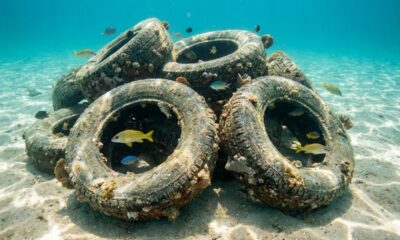 Em 1978, pneus preenchidos com concreto foram lançados no oceano e, 40 anos depois, as estruturas viraram habitat para peixes, lagostas e outras espécies marinhas