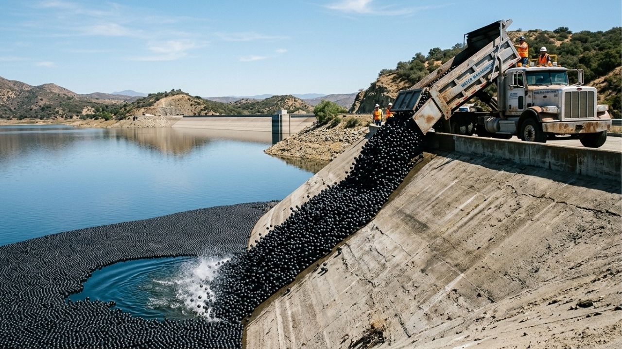 As 96 milhões de bolinhas pretas que Los Angeles jogou num reservatório para proteger a água potável do sol