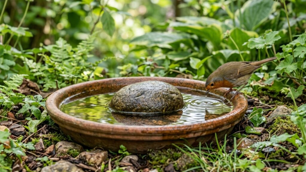 Coloque uma pedra em um prato e deixe no jardim: suas plantas, pássaros e pequenos visitantes podem agradecer