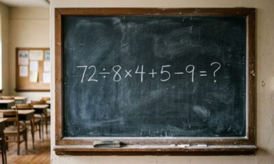 90% erram o resultado de 72 ÷ 8 × 4 + 5 – 9 quando fazem a conta com pressa