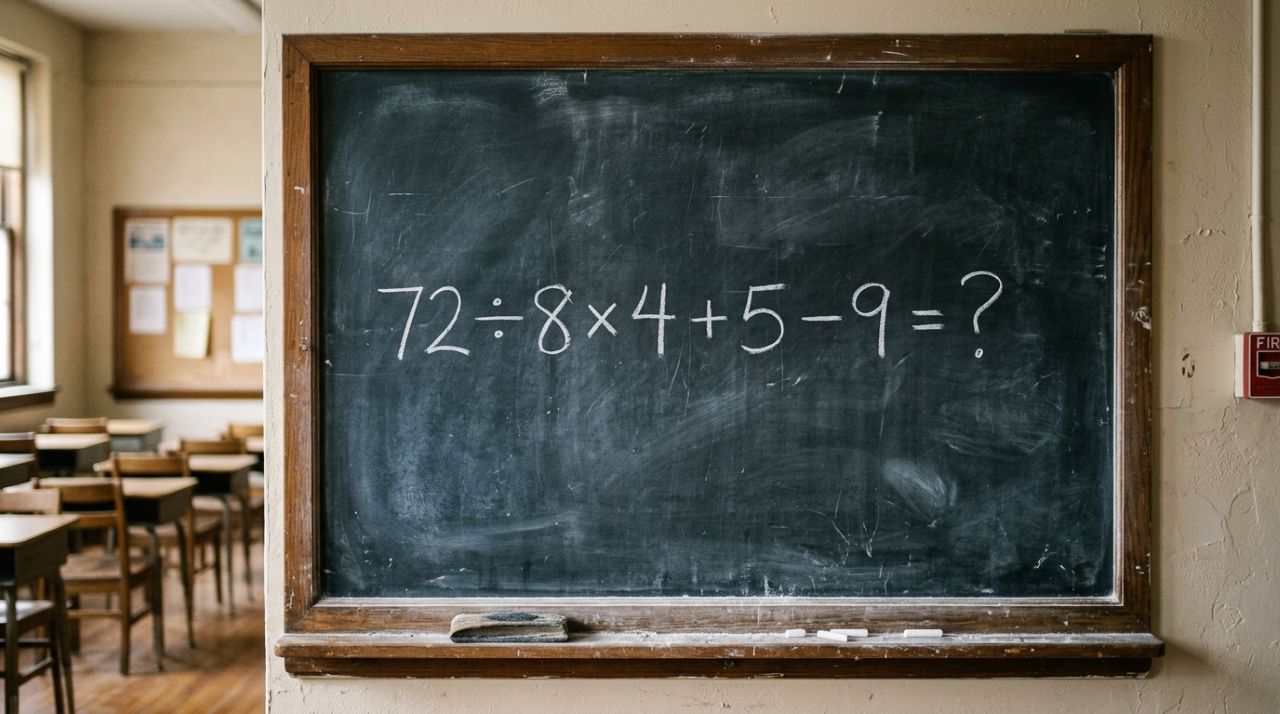 90% erram o resultado de 72 ÷ 8 × 4 + 5 – 9 quando fazem a conta com pressa