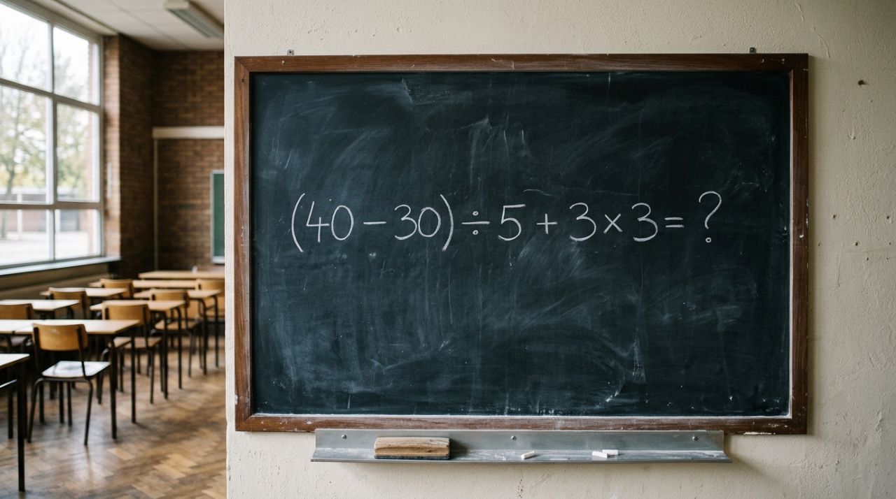 A maioria começa pela parte errada: (40 – 30) ÷ 5 + 3 × 3