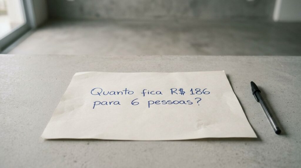 A conta deu R$ 186 para 6 pessoas, mas uma não vai pagar: quanto sobra para cada uma?