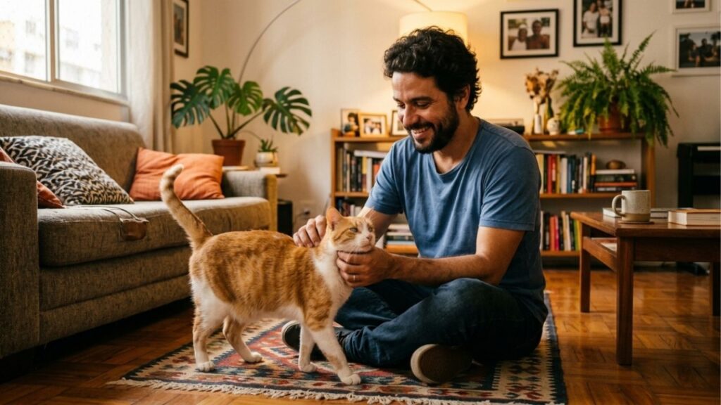 Gata cega é adotada por engano e o novo dono passa meses sem entender por que ela nunca esbarra na mobília