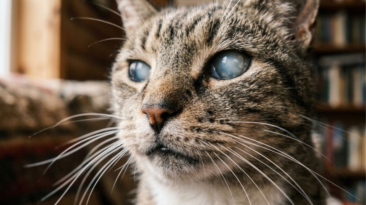 Gata cega é adotada por engano e o novo dono passa meses sem entender por que ela nunca esbarra na mobília