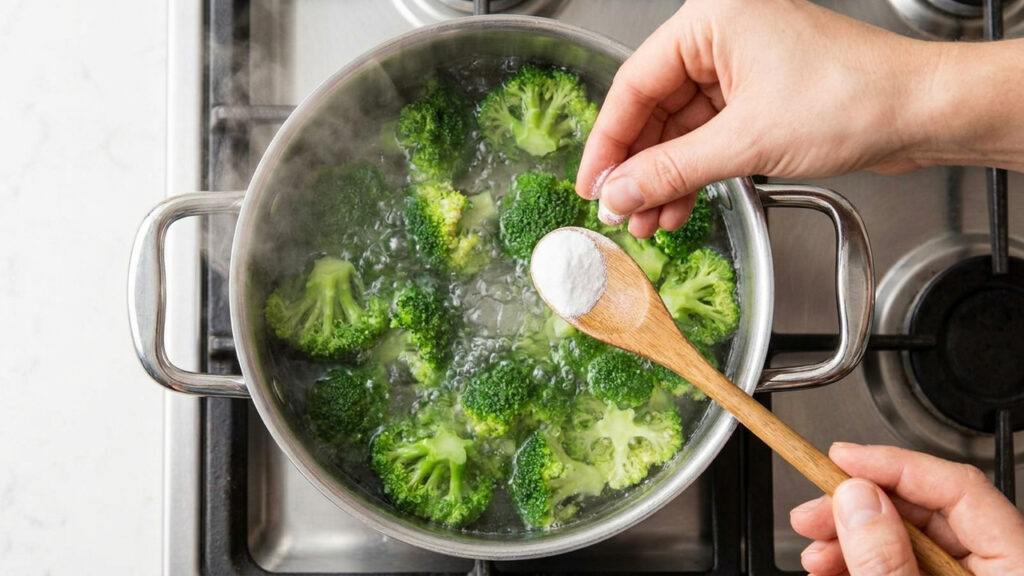 O ingrediente simples de cozinha que você deve colocar na água para manter os legumes cozidos com a cor verde bem viva