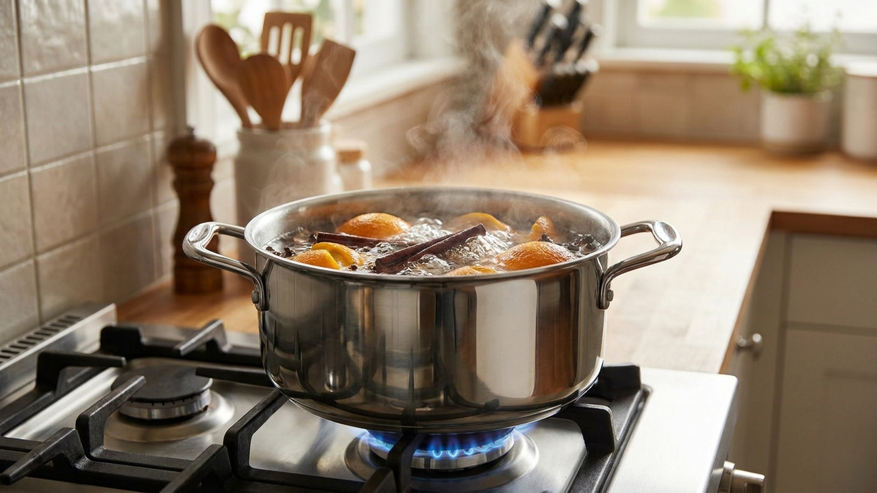 Ferver cravos-da-índia com cascas de laranja e canela na cozinha: o truque simples para perfumar a casa inteira em minutos antes das visitas