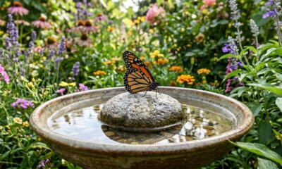 Coloque uma pedra em um prato e deixe no jardim: suas plantas, pássaros e pequenos visitantes podem agradecer