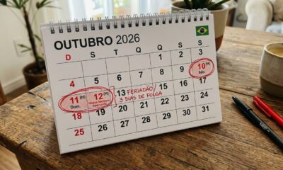 Feriado nacional cai na segunda-feira e garante feriadão de 3 dias aos brasileiros em outubro