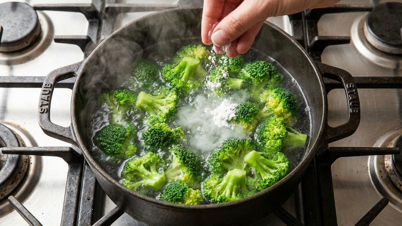 O ingrediente simples de cozinha que você deve colocar na água para manter os legumes cozidos com a cor verde bem viva