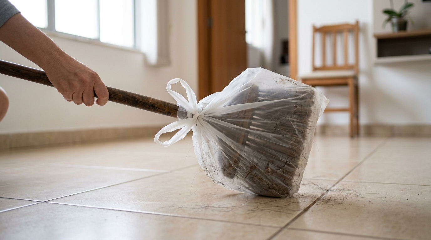 Colocar um saco plástico na vassoura para varrer a casa: para que serve e por que faxineiras experientes recomendam