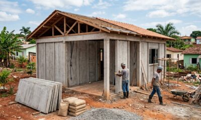 Construir uma casa com placas pré-moldadas pode sair mais barato: neste projeto, só as placas custaram R$ 7.900 e a montagem levou cerca de 30 dias