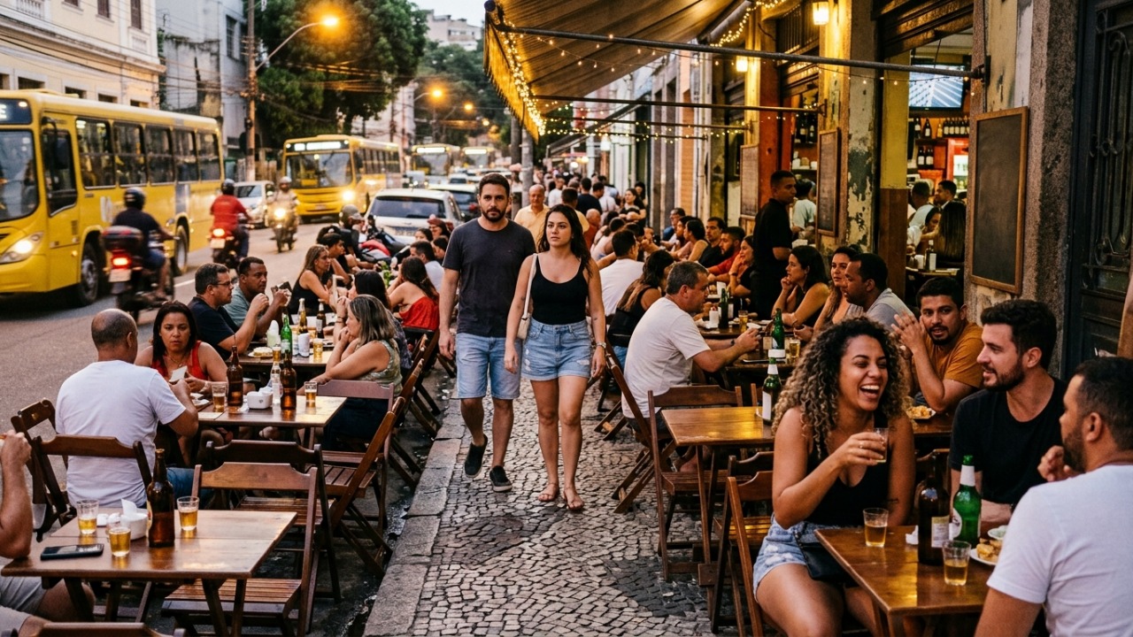 Dono de bar coloca mesas e cadeiras na calçada para atender mais clientes, deixa passagem estreita para pedestres e acaba recebendo multa de R$ 2 mil após fiscalização no local