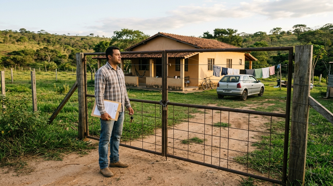 Fazendeiro arremata terreno por R$ 110 mil em leilão achando ter feito um ótimo negócio, mas descobre que o antigo morador se recusa a sair e a desocupação vira uma luta na justiça