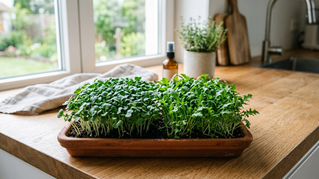 Como cultivar microverdes nutritivos de repolho e rúcula em bandejas sobre a geladeira em apenas 7 dias usando pouca água e substrato leve