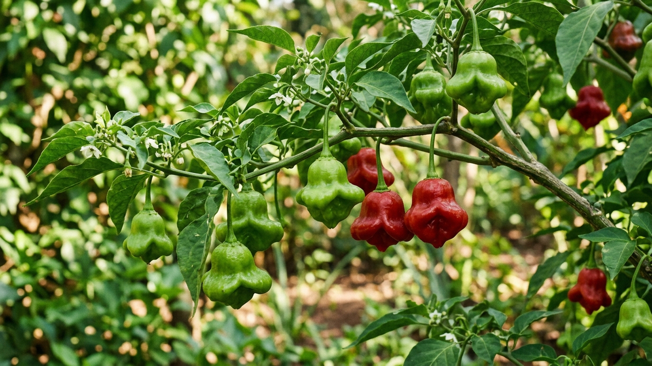 Essa planta ornamental produz pimentas em formato de sino vermelho que não ardem e surpreendem pelo sabor crocante de maçã verde fresca