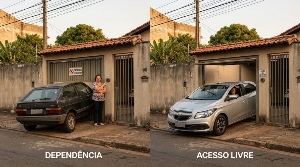 Vizinho estaciona todo dia em frente à garagem da moradora ao lado e exige que ela toque a campainha para pedir que ele saia, até descobrir que a manobra é infração de R$ 130 com 4 pontos e guincho na hora
