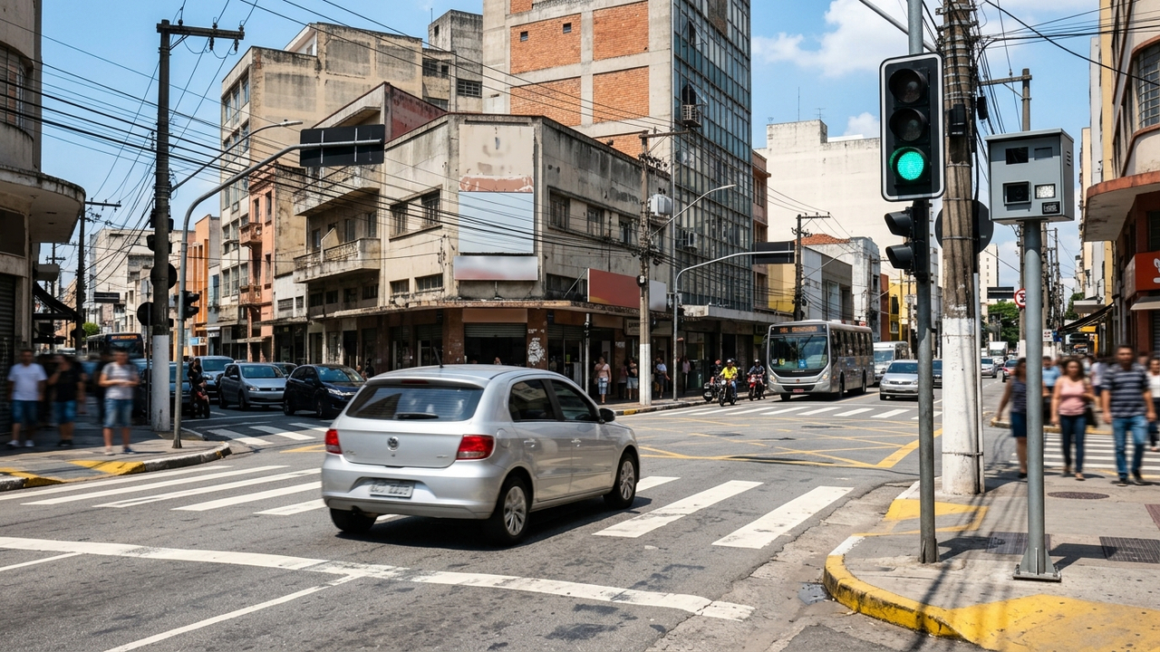 Motorista atravessa cruzamento no sinal verde, sofre autuação indevida de R$ 195 por falha técnica de radar e Justiça cancela a pontuação