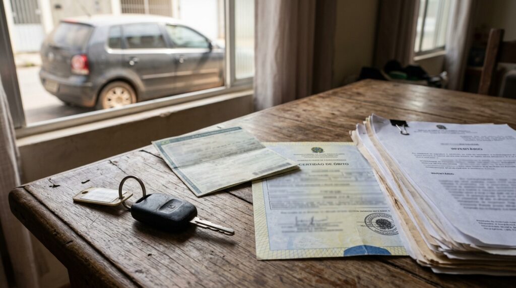 Filho recebe o carro do pai falecido, começa a usar no dia a dia e durante o licenciamento descobre que não pode transferir o veículo antes de concluir o inventário