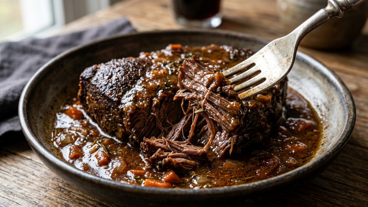 Chefs de cozinha concordam: “Para a carne de panela ficar macia, não tenha pressa no fogo alto, mas cozinhe por cerca de 90 minutos em fogo baixo até o colágeno se transformar em gelatina”