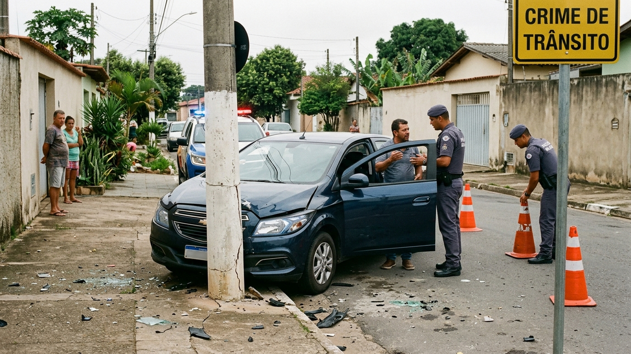 Pai empresta carro para filho sem carteira de motorista ir à padaria, jovem bate em poste e responsável é indiciado por crime de trânsito