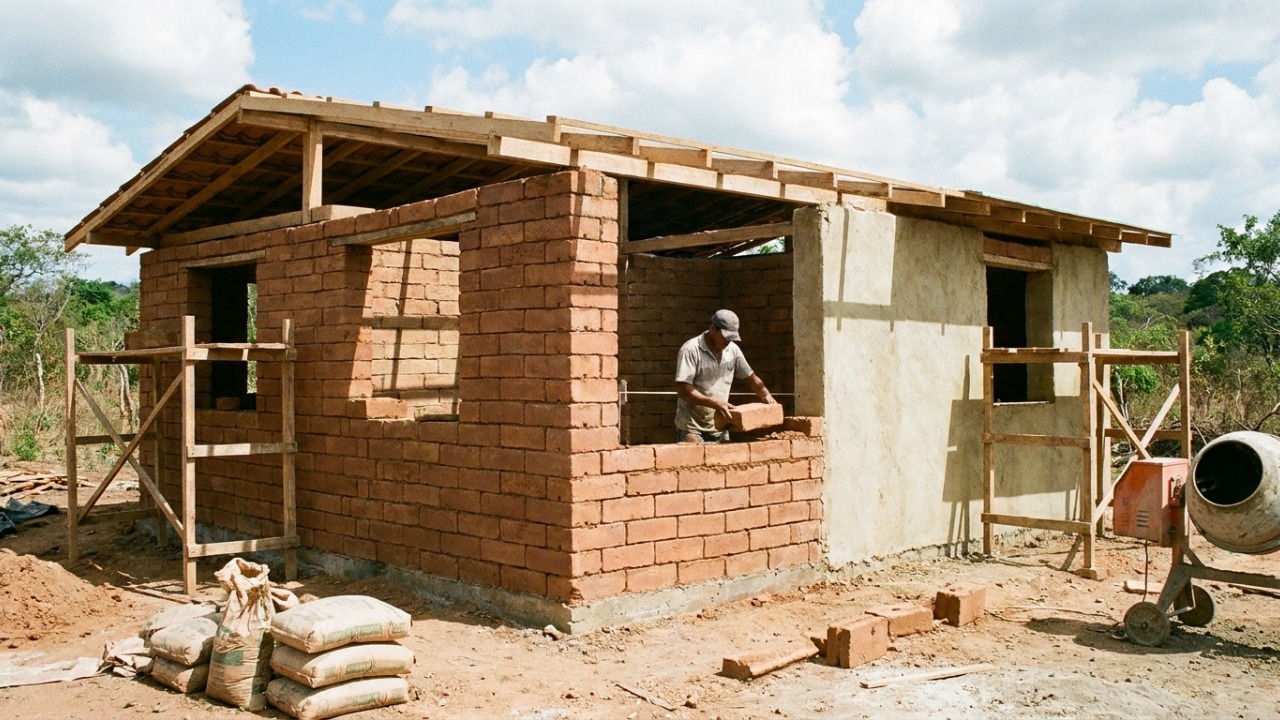 Quanto custa fazer uma casa de 48 m² com tijolo ecológico e qual a diferença no orçamento final