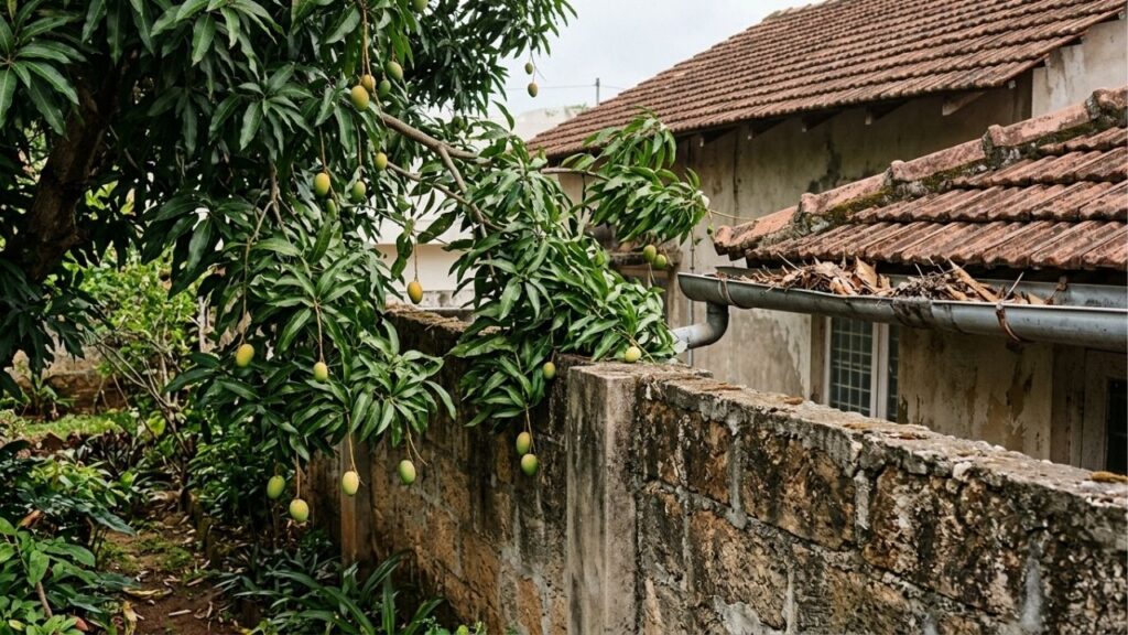 Casal volta de duas semanas de férias e encontra a mangueira de 30 anos do quintal podada rente pelo vizinho, que culpa as folhas no telhado dele