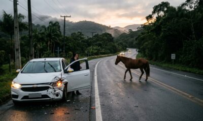 Cavalo foge durante a madrugada e causa prejuízo de R$ 90 mil em carro na estrada, mas dono pode responder mesmo sem estar no local