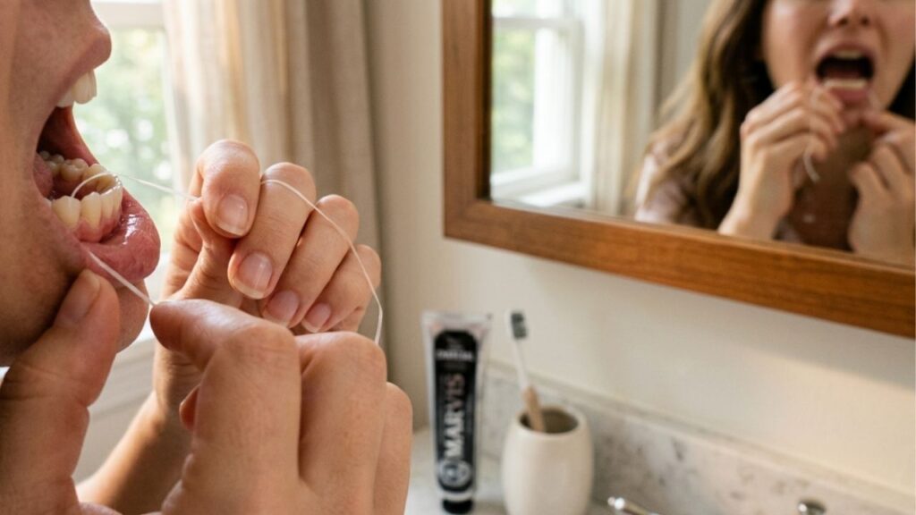 Dentista que trata gengivite há anos repete o mesmo aviso: a escova de dentes precisa ter cerdas macias para não causar retração, o fio dental deve abraçar a lateral do dente entrando levemente no sulco, pastas com carvão ativado apenas lixam e desgastam o esmalte, e é sempre o acúmulo silencioso de tártaro que leva à perda óssea irreversível