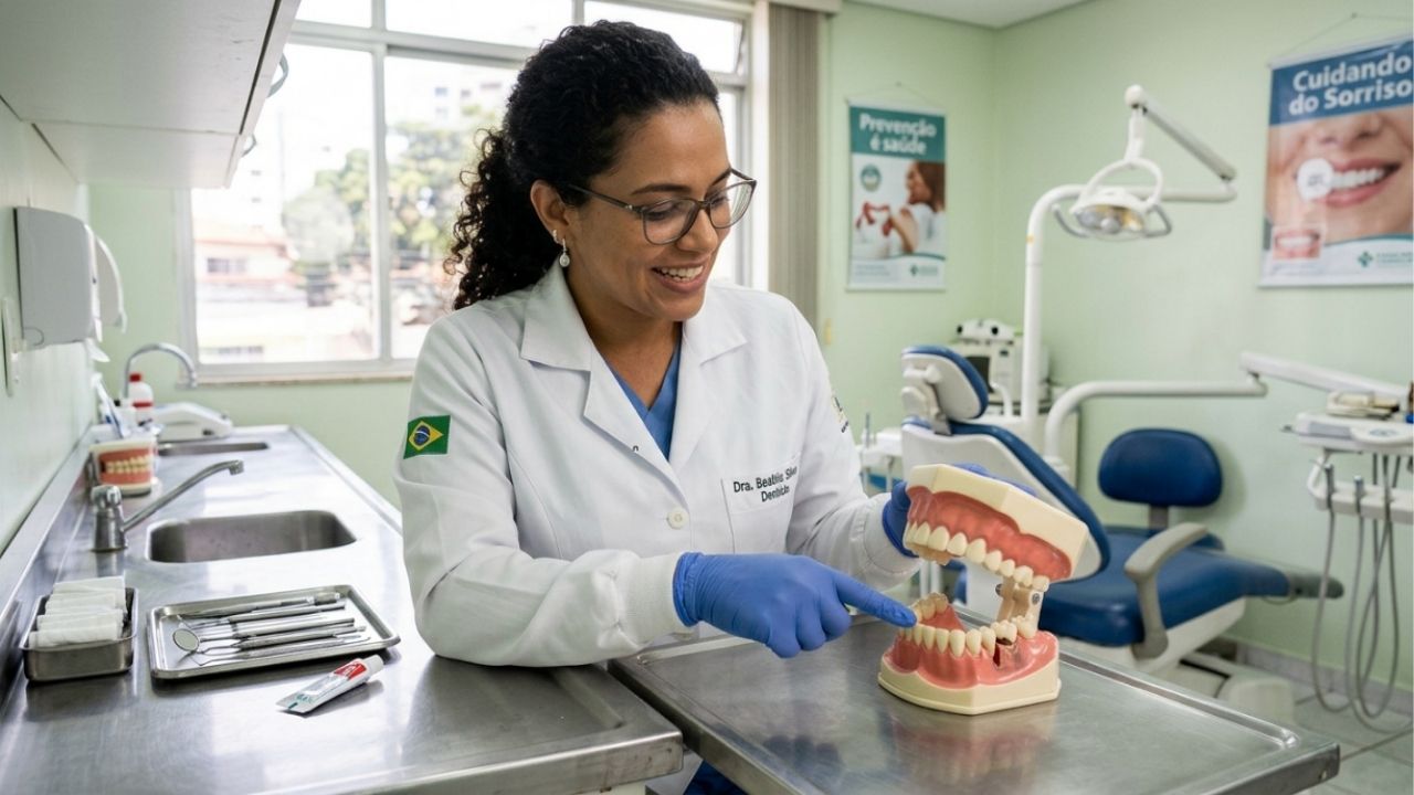 Dentista que trata gengivite há anos repete o mesmo aviso: a escova de dentes precisa ter cerdas macias para não causar retração, o fio dental deve abraçar a lateral do dente entrando levemente no sulco, pastas com carvão ativado apenas lixam e desgastam o esmalte, e é sempre o acúmulo silencioso de tártaro que leva à perda óssea irreversível