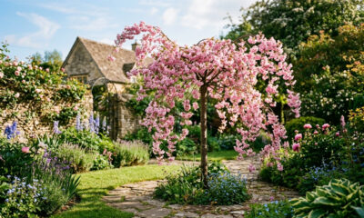 Essa árvore chorona de pequeno porte dá flores rosas exuberantes e transforma o jardim de casa em um cenário encantador de novela