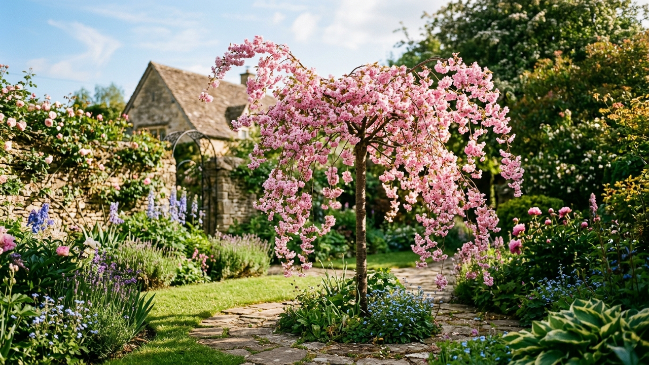 Essa árvore chorona de pequeno porte dá flores rosas exuberantes e transforma o jardim de casa em um cenário encantador de novela