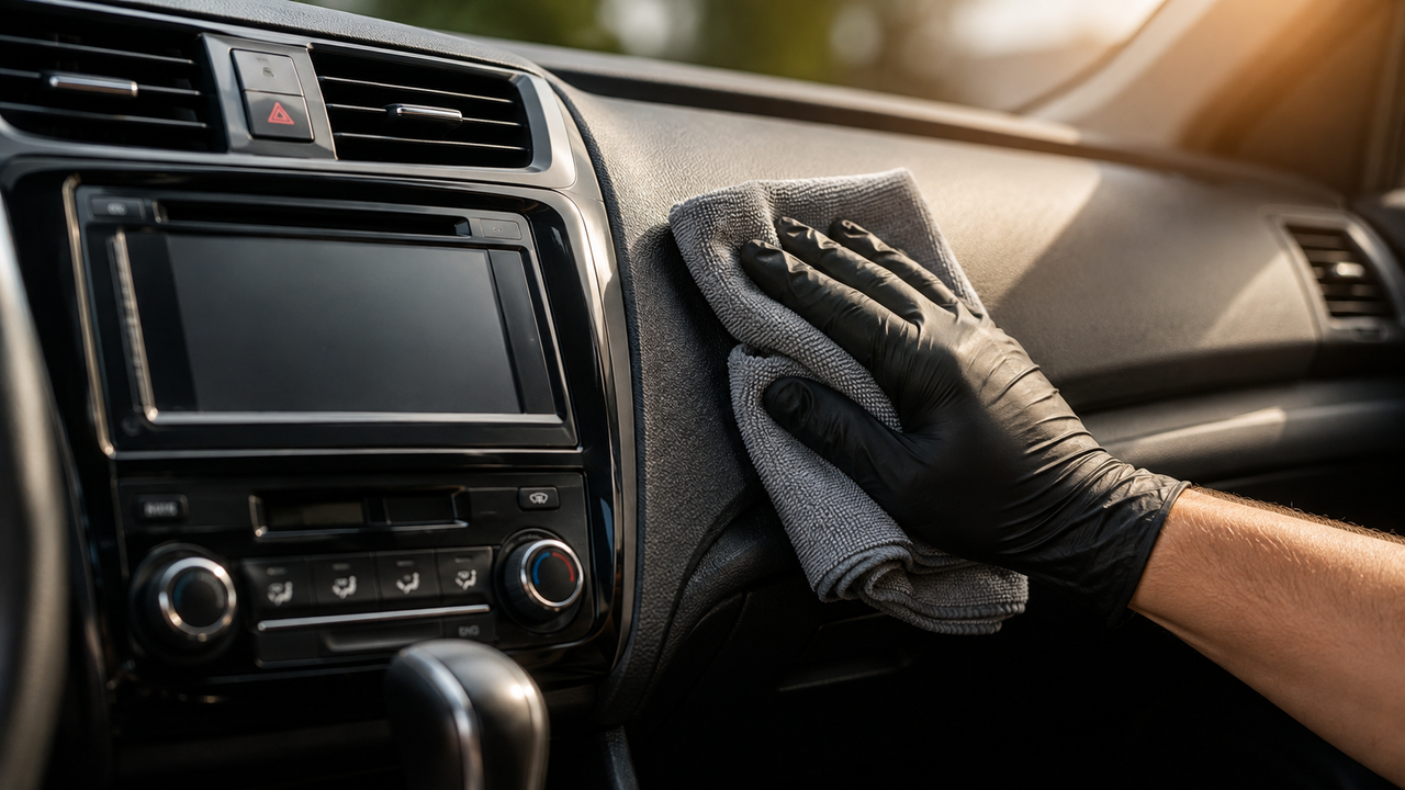 O jeito correto de limpar o console central do carro e remover marcas de uso sem deixar aparência engordurada
