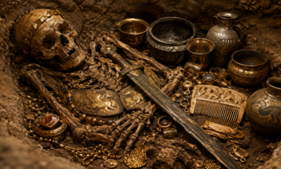 Túmulo de um guerreiro de 3.500 anos na Grécia surpreendeu com mais de 1.400 objetos de ouro, armas e joias