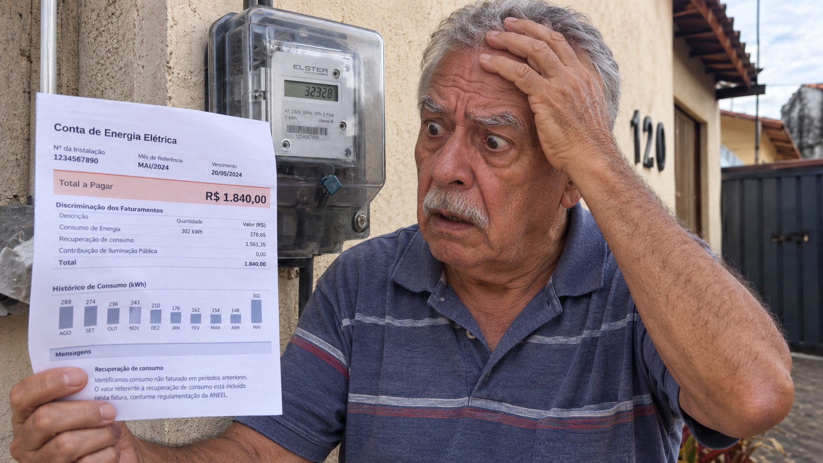 Aposentado recebe conta de luz de R$ 1.840 com "recuperação de consumo" de 3 anos por irregularidade no medidor e descobre o que a ANEEL exige a distribuidora provar antes de cobrar