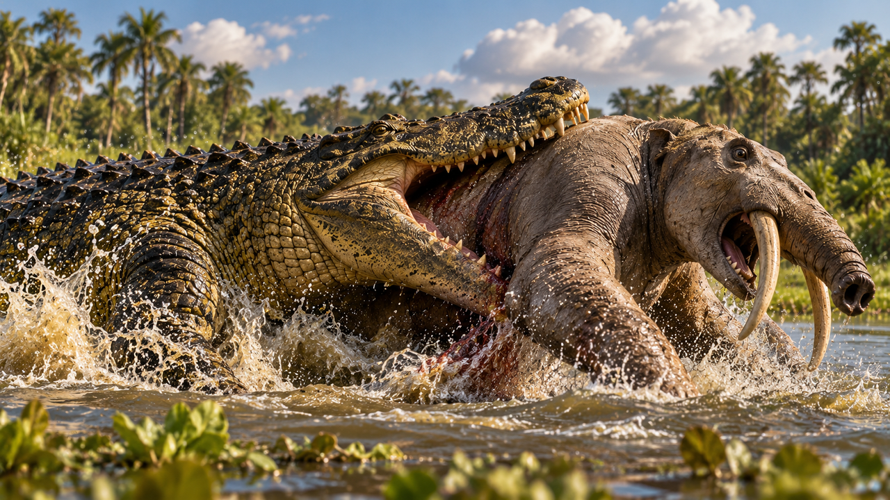 Há 12 milhões de anos, um crocodilo gigante dominava os pântanos da América do Sul e fósseis revelam as marcas assustadoras de seus ataques contra mamíferos de mais de uma tonelada