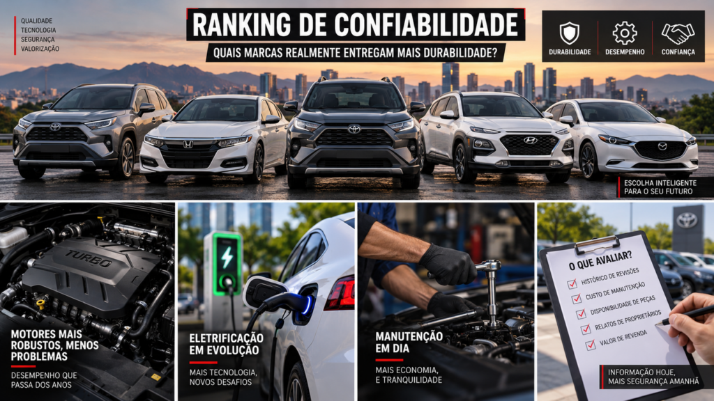 Toyota e Honda perdem o protagonismo: novo ranking de confiabilidade revela a marca de carros que surpreendeu ao assumir o topo e se tornou uma das escolhas mais seguras para quem busca durabilidade, menos problemas e tranquilidade ao dirigir