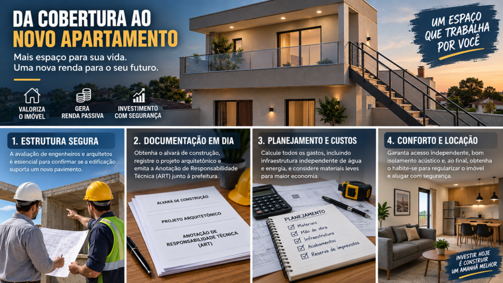 Transforme a laje da sua casa em um apartamento para alugar: veja como aproveitar o espaço vazio, aumentar o valor do imóvel e criar uma nova fonte de renda todos os meses