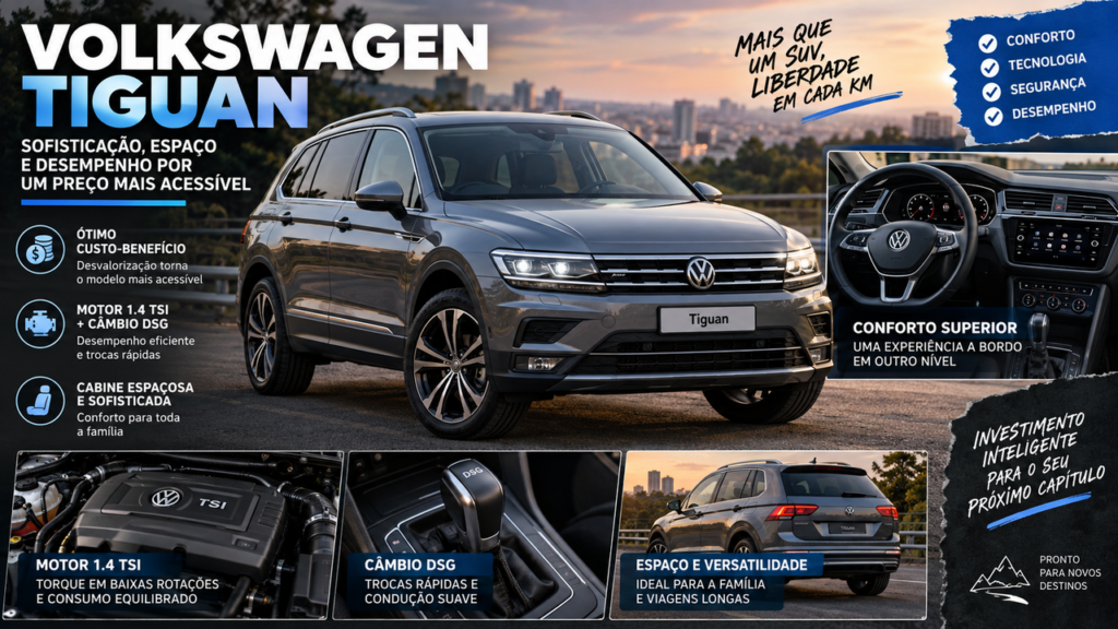 SUV da Volkswagen desvaloriza R$ 61 mil e vira oportunidade entre usados, com motor de Polo, câmbio DSG e conforto de sedã